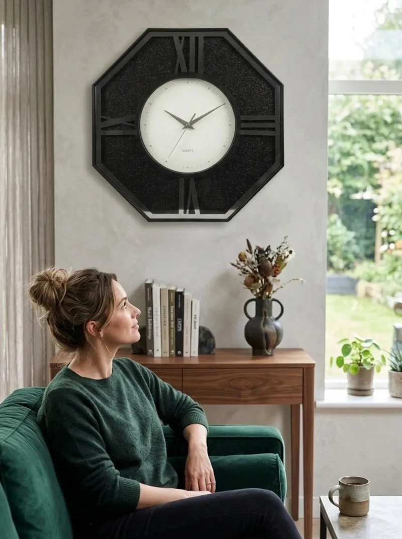 RELOJ PARED DECORATIVO ESTILO CLASICO HOGAR OCTAGONAL MV - 7