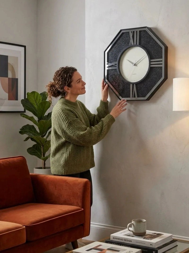 RELOJ PARED DECORATIVO ESTILO CLASICO HOGAR OCTAGONAL MV - 8