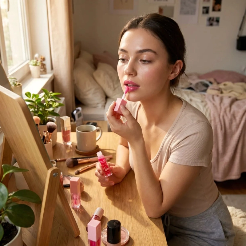 SET 2 ACEITE LABIOS CHERRY BRILLO RADIANTE HIDRATACION MV - 3