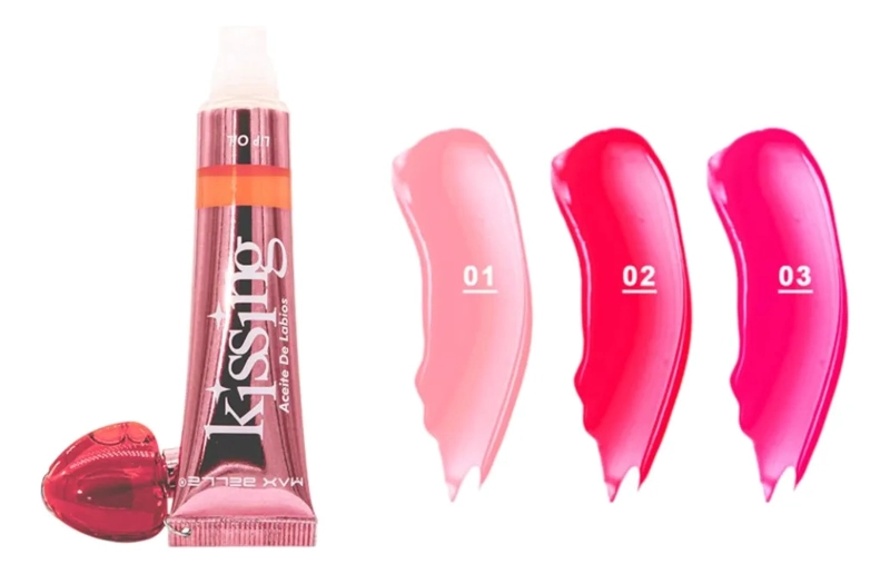 SET 2 ACEITE LABIOS KISSING TINTA BRILLO SEDOSO COLOR MV - 2
