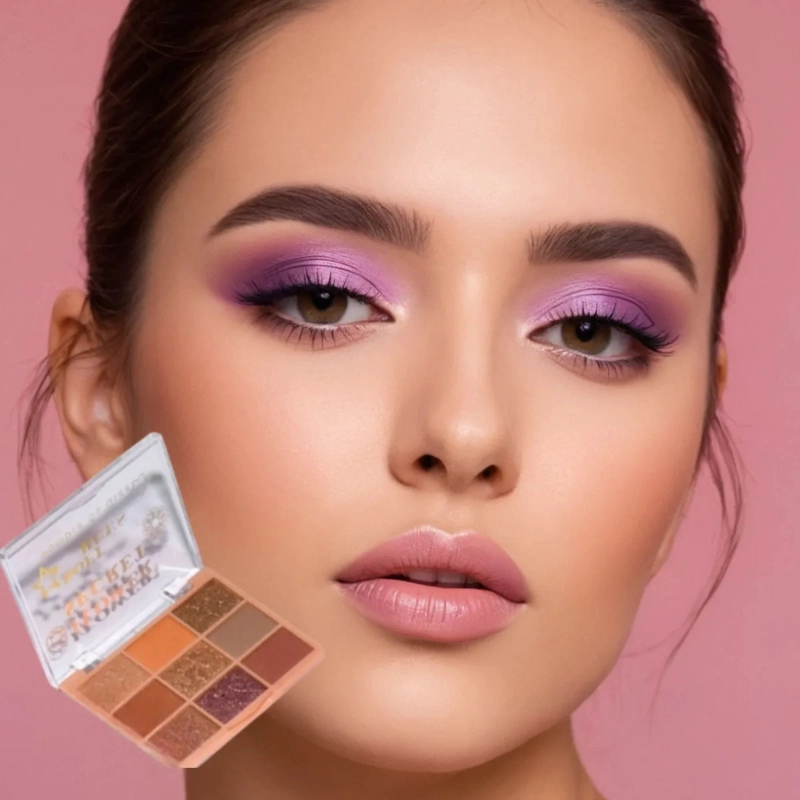 PALETA SOMBRAS OJOS 9 COLORES TEXTURA SEDOSA PROFESIONAL MV - 5