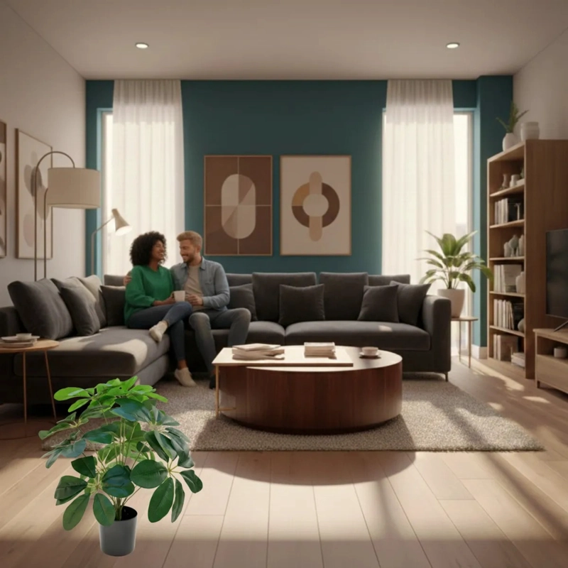 PLANTA ARTIFICIAL HOJA GRANDE DECORATIVA ESTILO MODERNO ALJ - 6