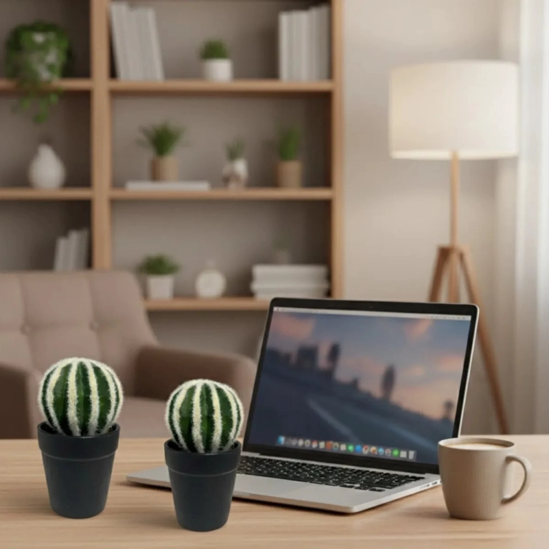 SET 2 CACTUS DECORATIVOS MINIMALISTAS PLANTA ARTIFICIAL ALJ - 9