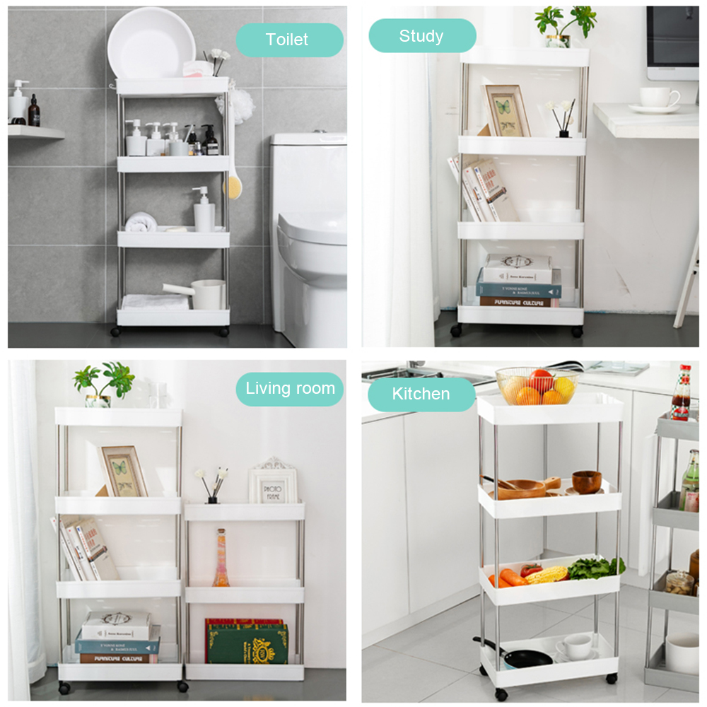 ESTANTE ORGANIZADOR BAÑO COCINA HOGAR RUEDAS 4 NIVEL RONDON - 2