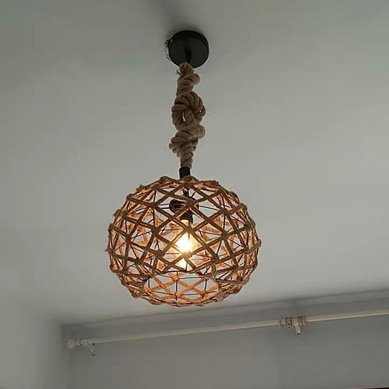LAMPARA COLGANTE ENCHUFE ESTILO BOHEMIO TEJIDA HOGAR RONDON - 2
