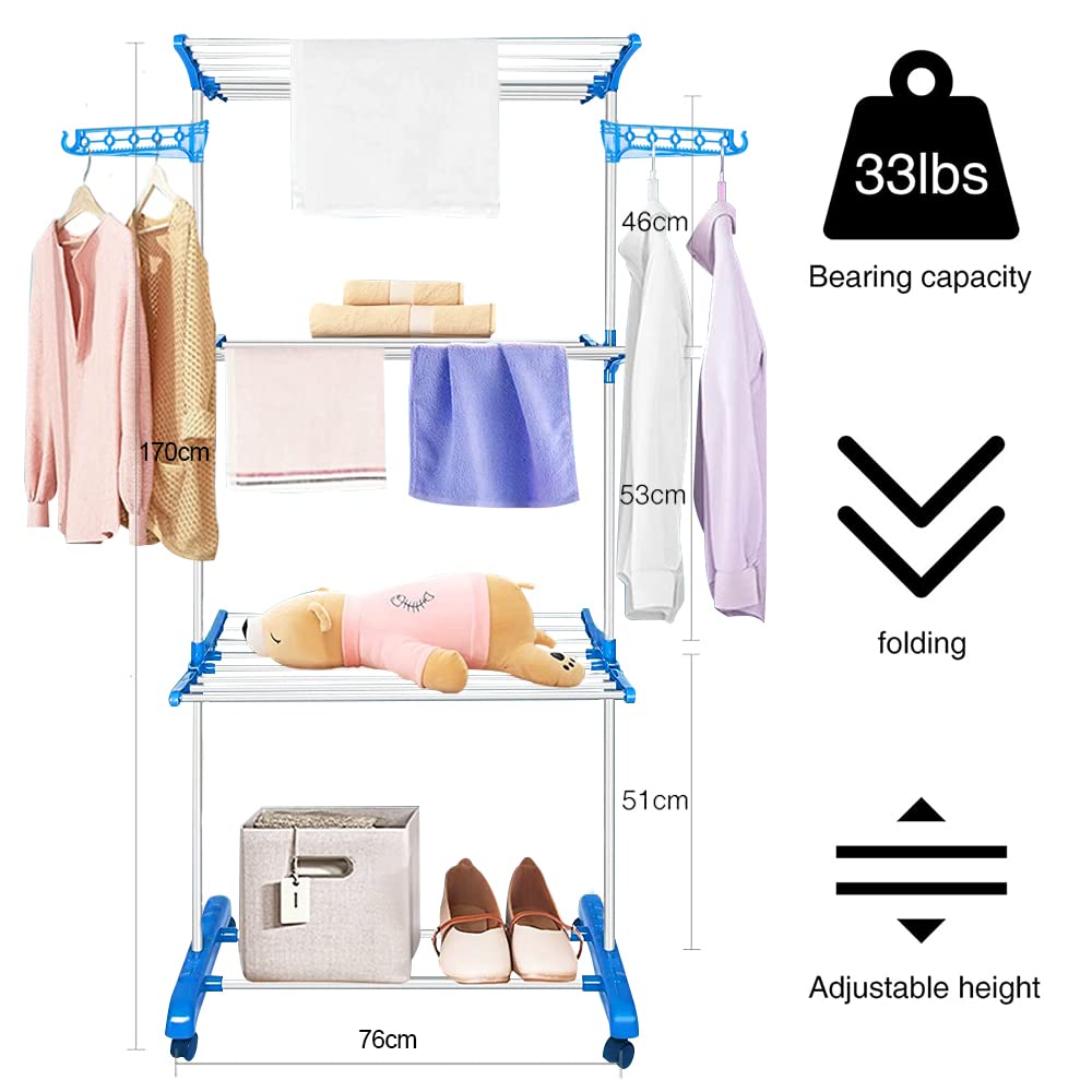PERCHERO SECADO ROPA PLEGABLE 4 NIVELES SOPORTE RONDON - 4