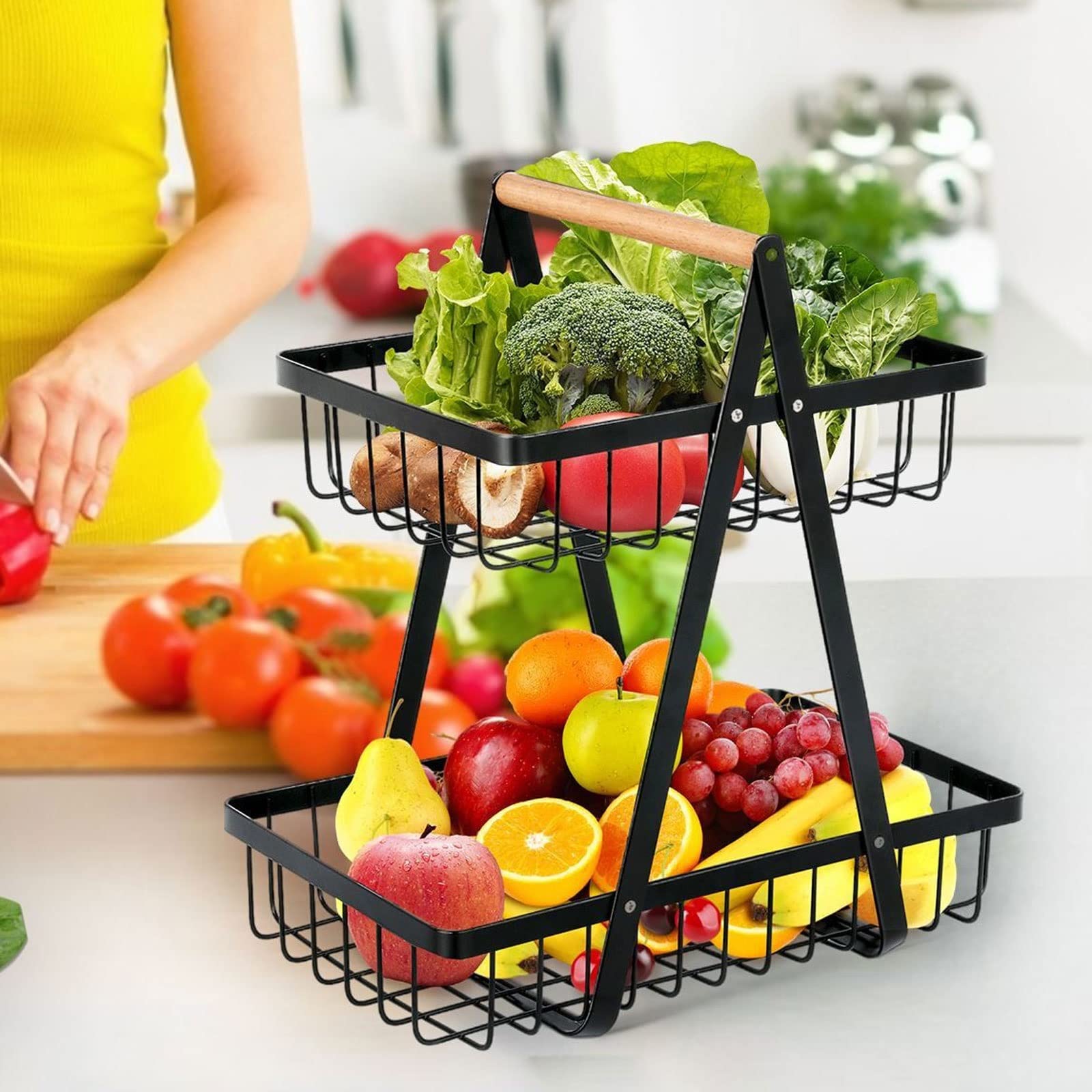 CESTA 2 NIVEL FRUTA SOPORTE CUENCO BANDEJA MOSTRADOR RONDON - 7