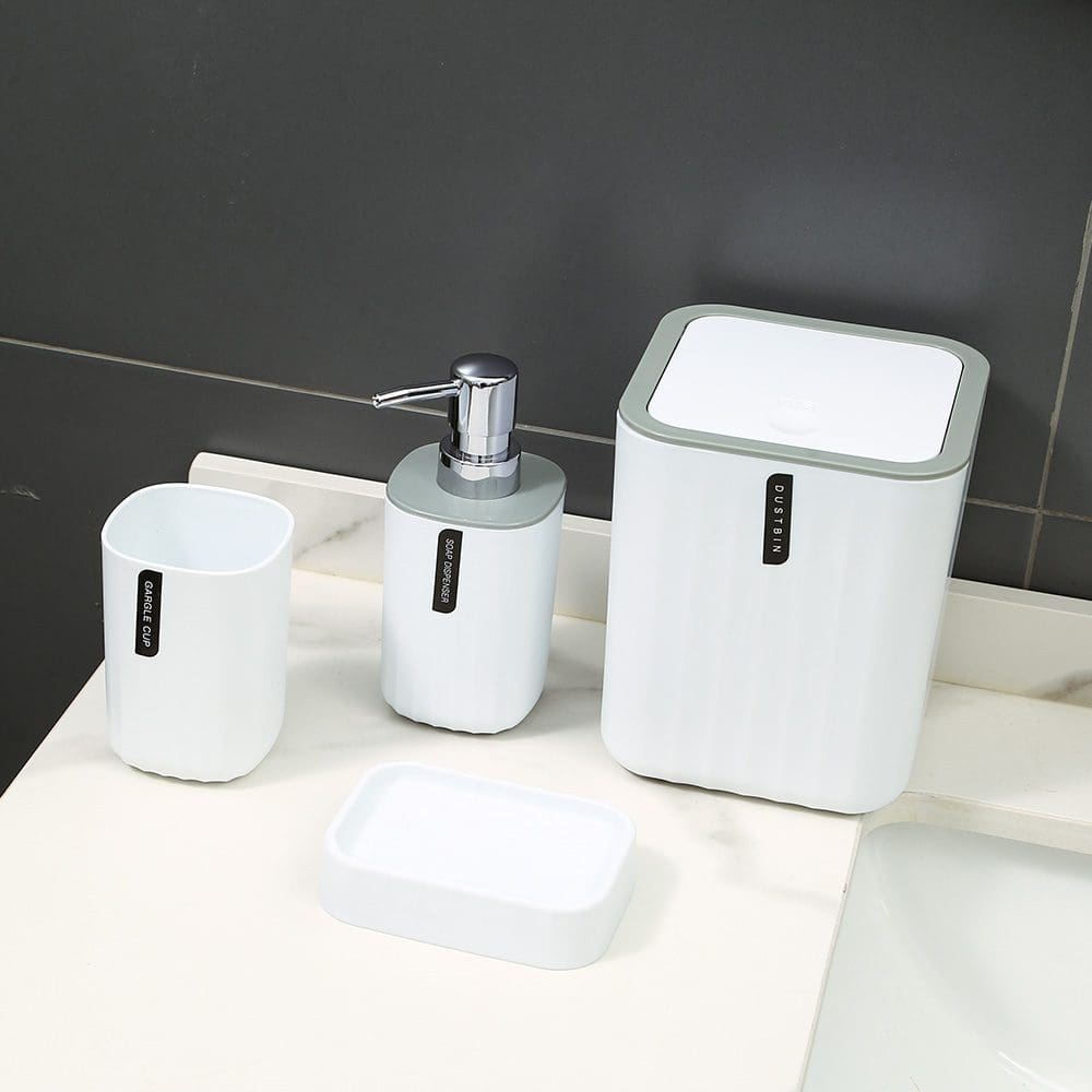 JUEGO ACCESORIOS BAÑO 4 PIEZAS HOGAR SET BAÑO RONDON - 4