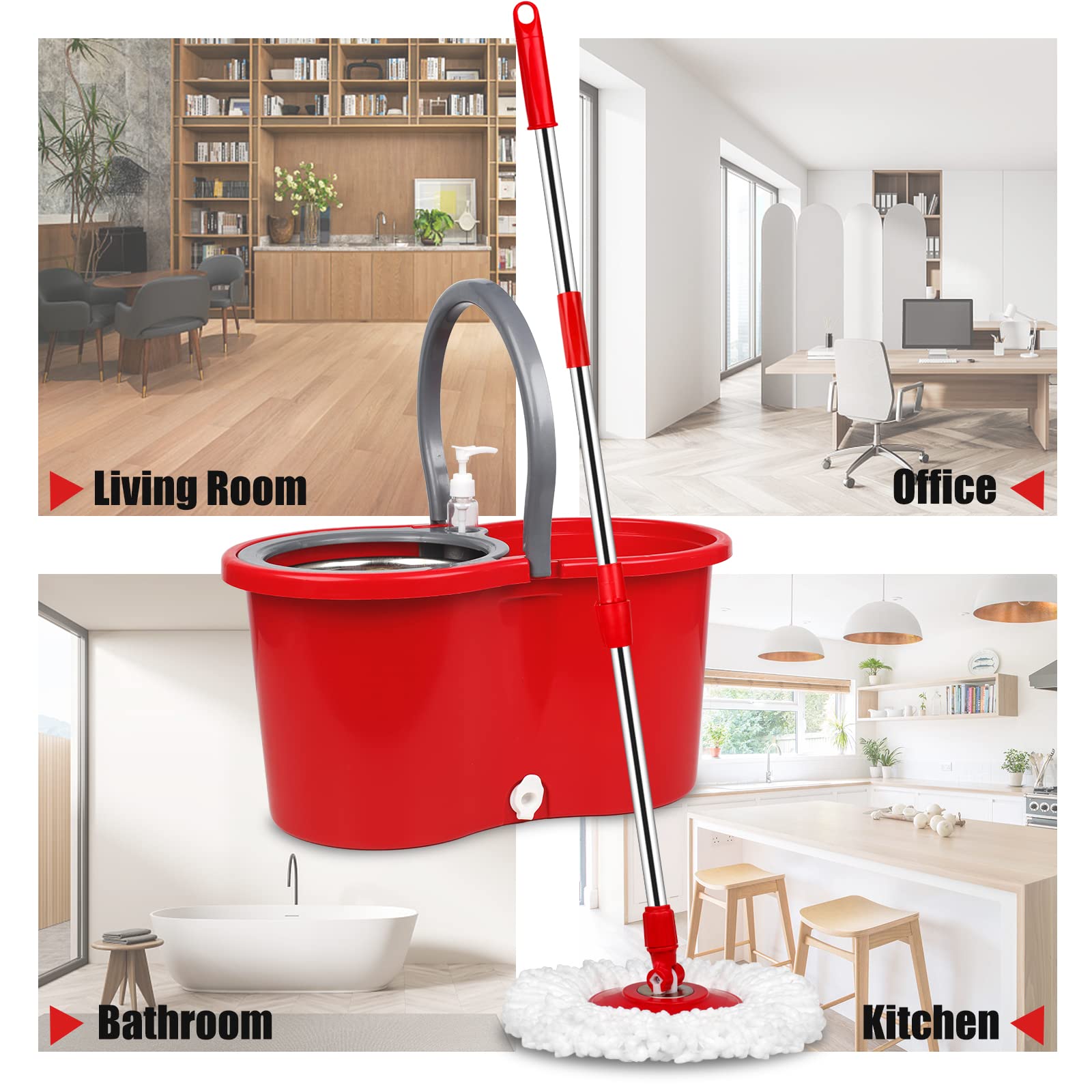 FREGONA GIRATORIA AUTOMATICA CUBO PRESION TRAPEAR RONDON - 5