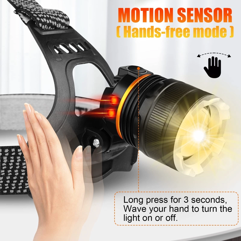 LINTERNA FRONTAL LED RECARGABLE SENSOR USB CAMPING RONDON - 4