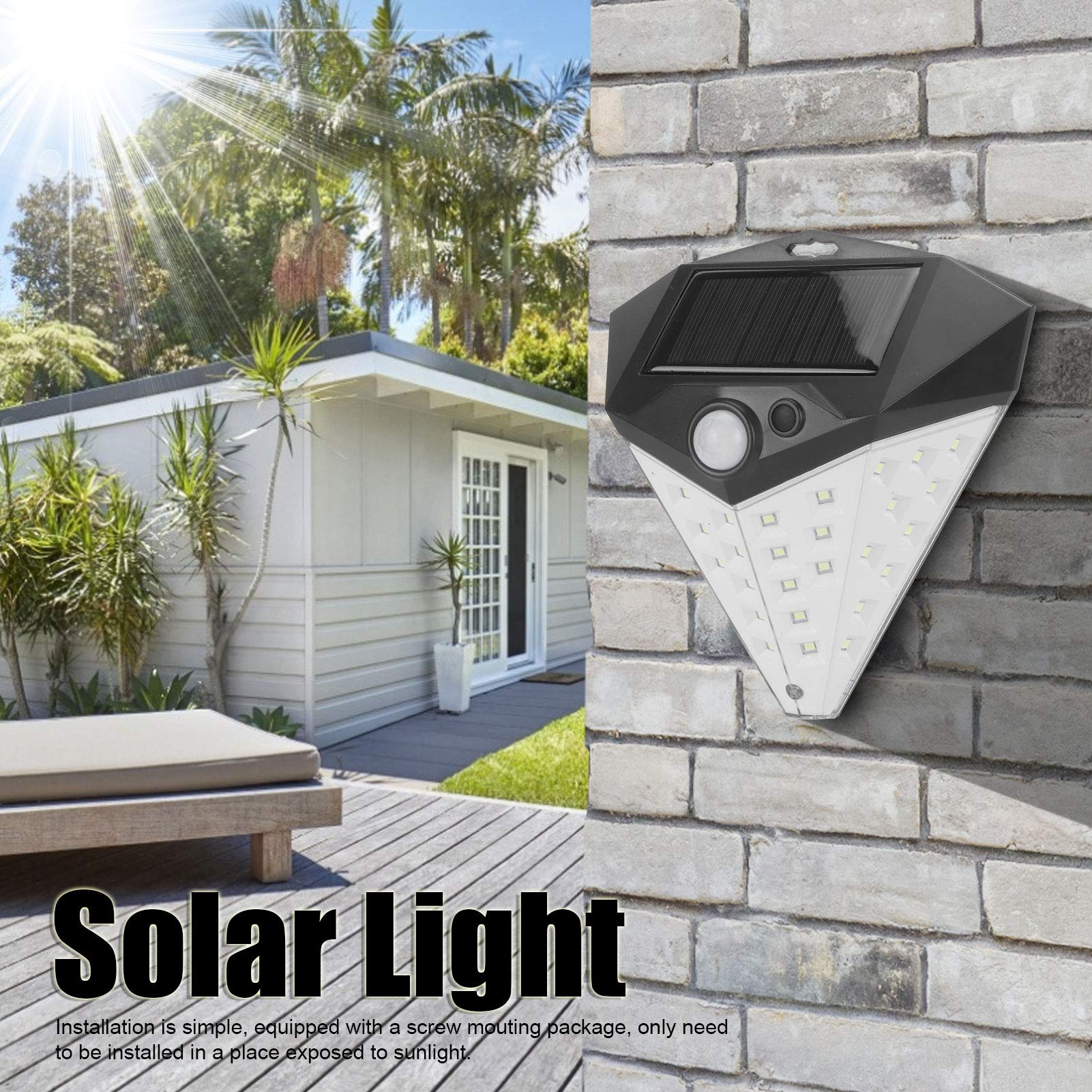 LUZ SOLAR LED SEGURIDAD SENSOR PARED IMPERMEABLE RONDON - 5