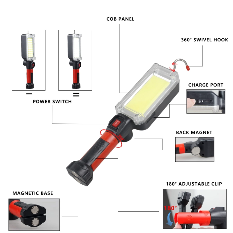 LINTERNA TRABAJO USB RECARGABLE MAGNÉTICA IMPERMEABLE RONDON - 5