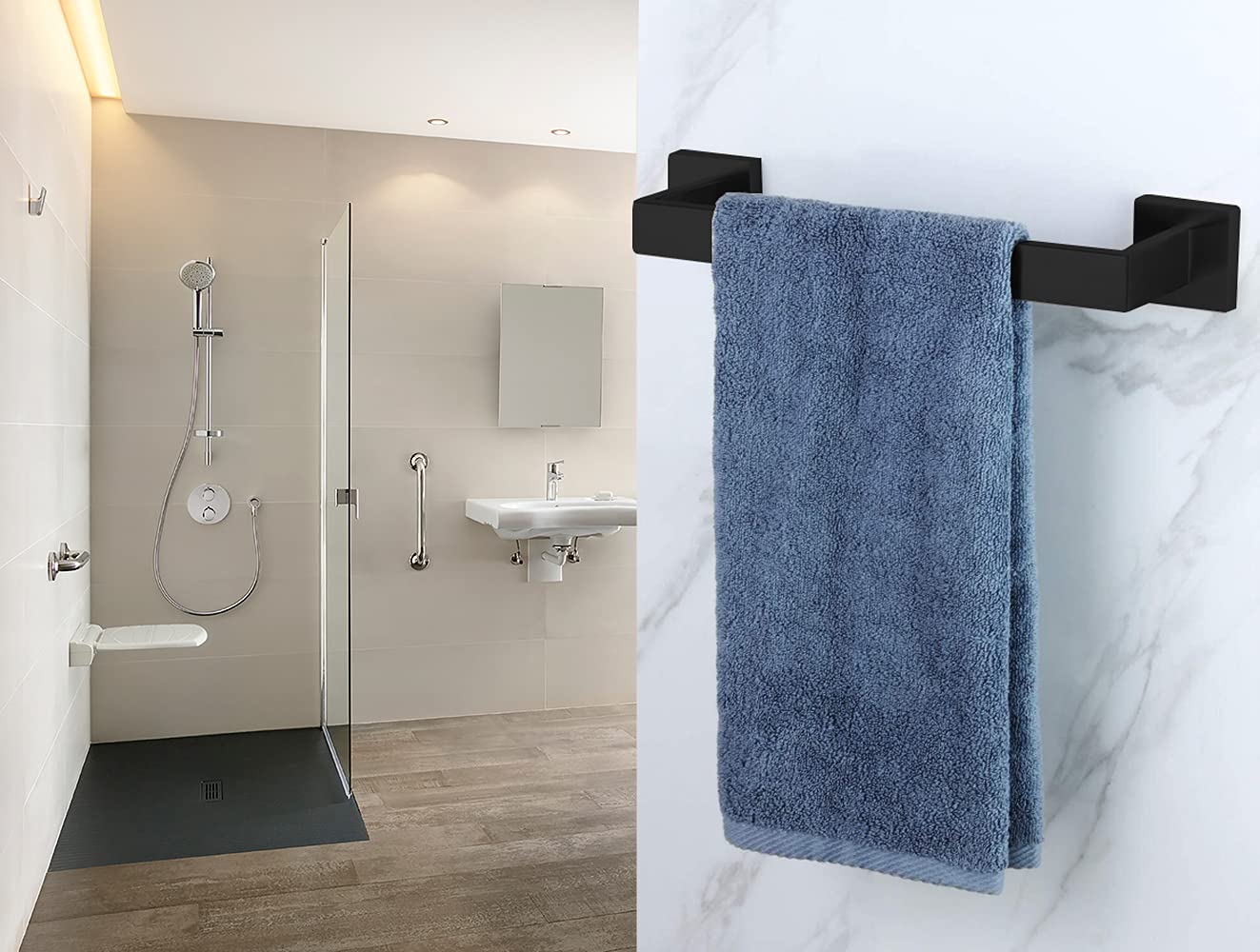 TOALLERO BAÑOS MODERNO SOPORTE PARED CUADRADO SECADO ROND - 7