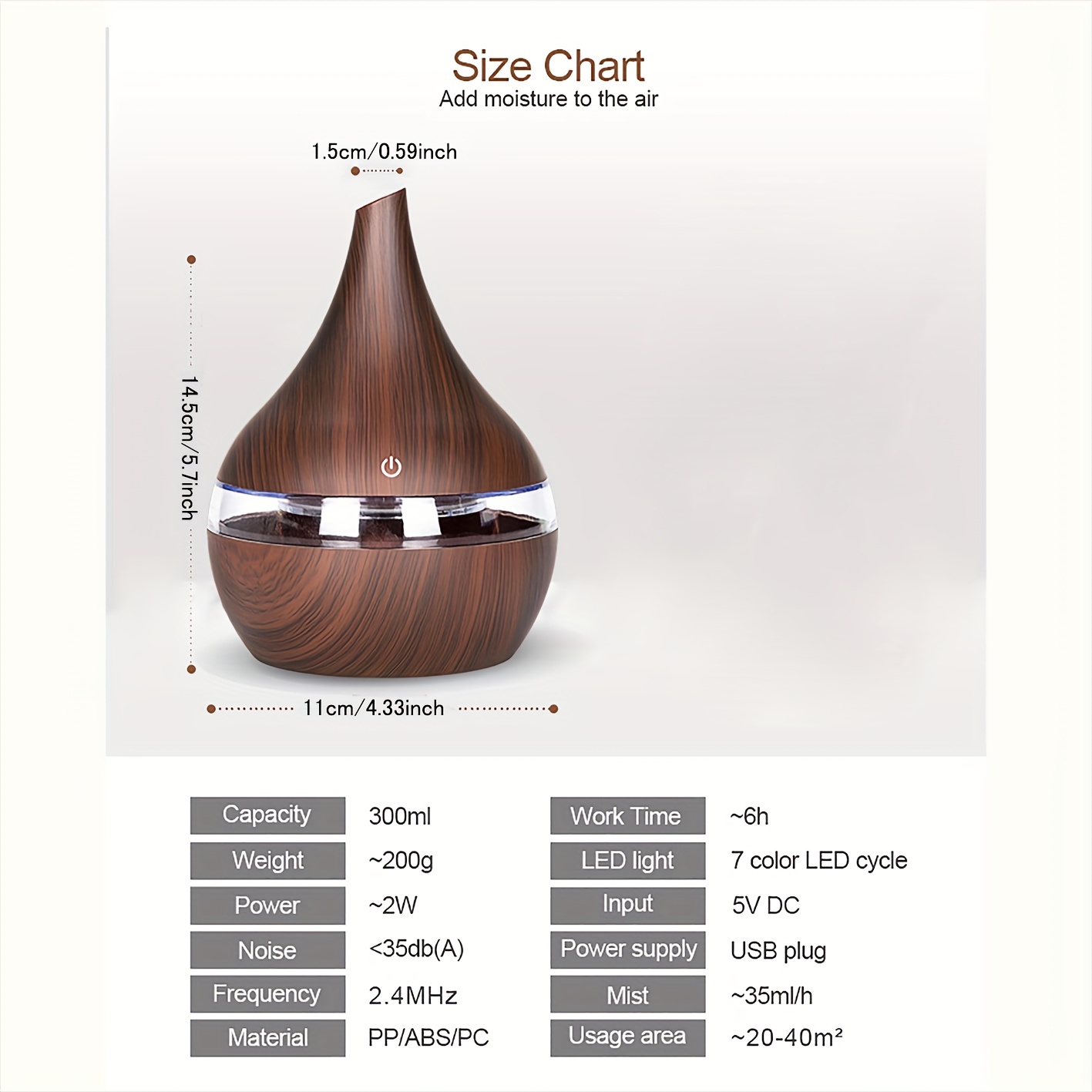 MINI HUMIDIFICADOR LED HUMEDAD SIETE COLORES LUZ LED RONDON - 2