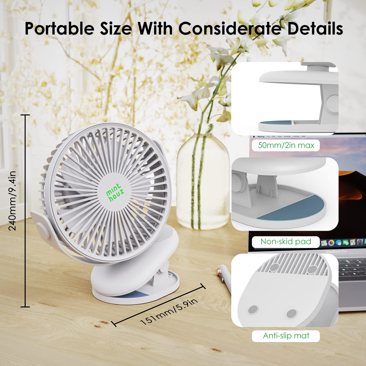VENTILADOR OFICINA ACONDICIONADO AIRE USB PORTATIL RONDON - 6