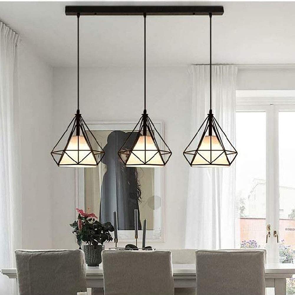 LÁMPARA COLGANTE VINTAGE DISEÑO 3 DIAMANTE ESTILO MODERNO - 3