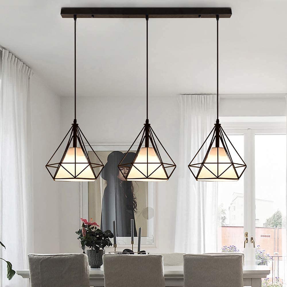 LÁMPARA COLGANTE VINTAGE DISEÑO 3 DIAMANTE ESTILO MODERNO - 7