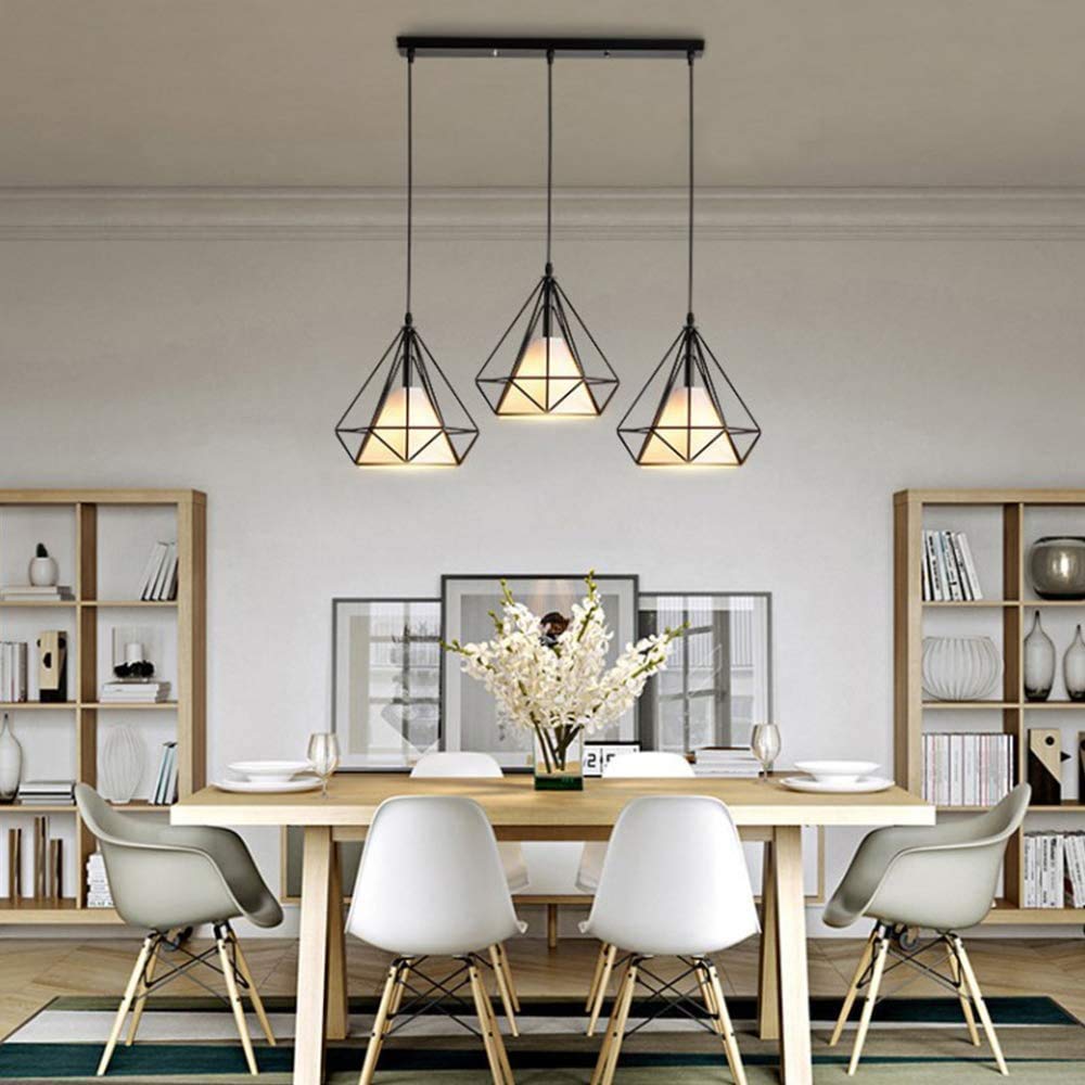 LÁMPARA COLGANTE VINTAGE DISEÑO 3 DIAMANTE ESTILO MODERNO - 8