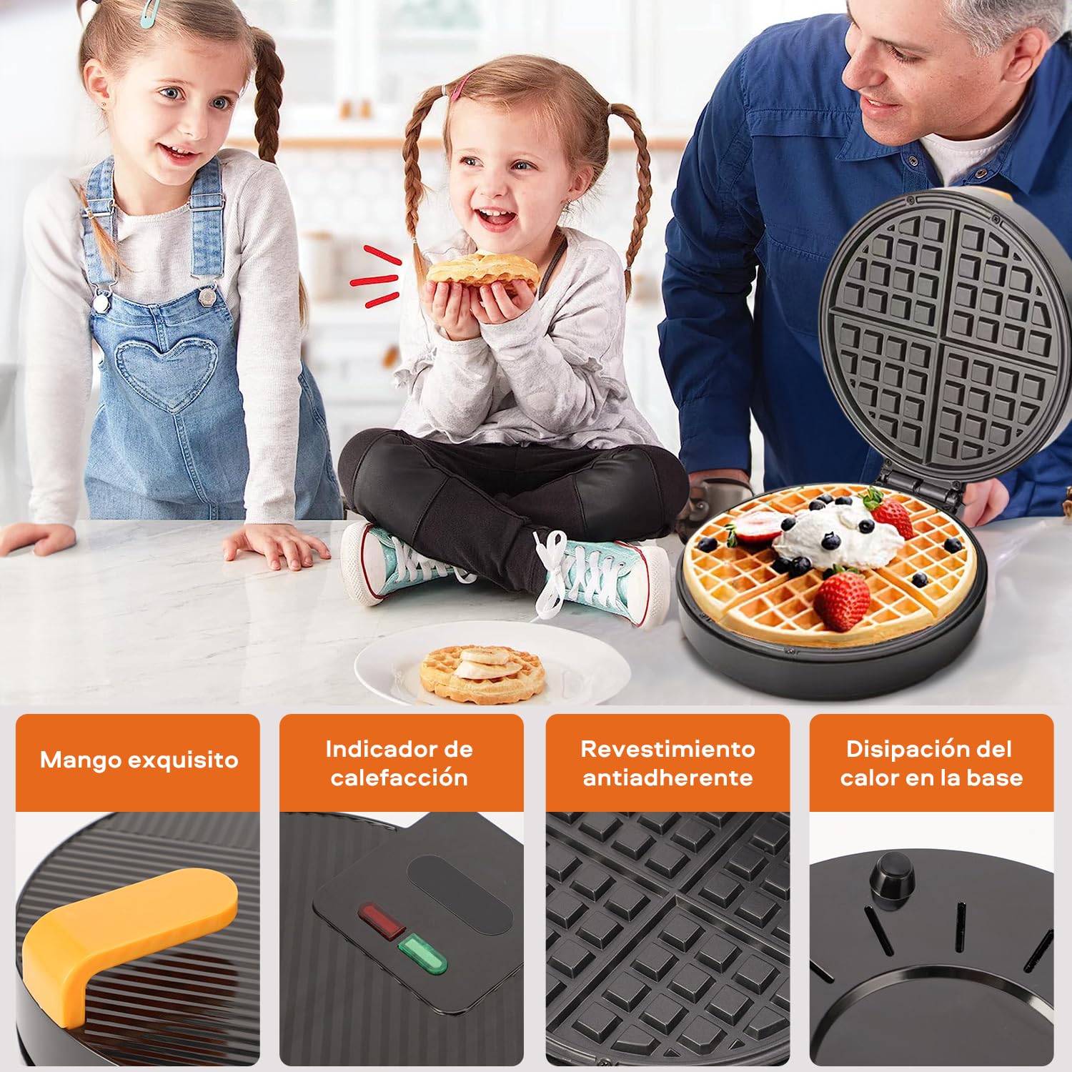 MÁQUINA WAFFLES DOBLE PLANCHA ANTIADHERENTE APERITIVO RONDON - 5