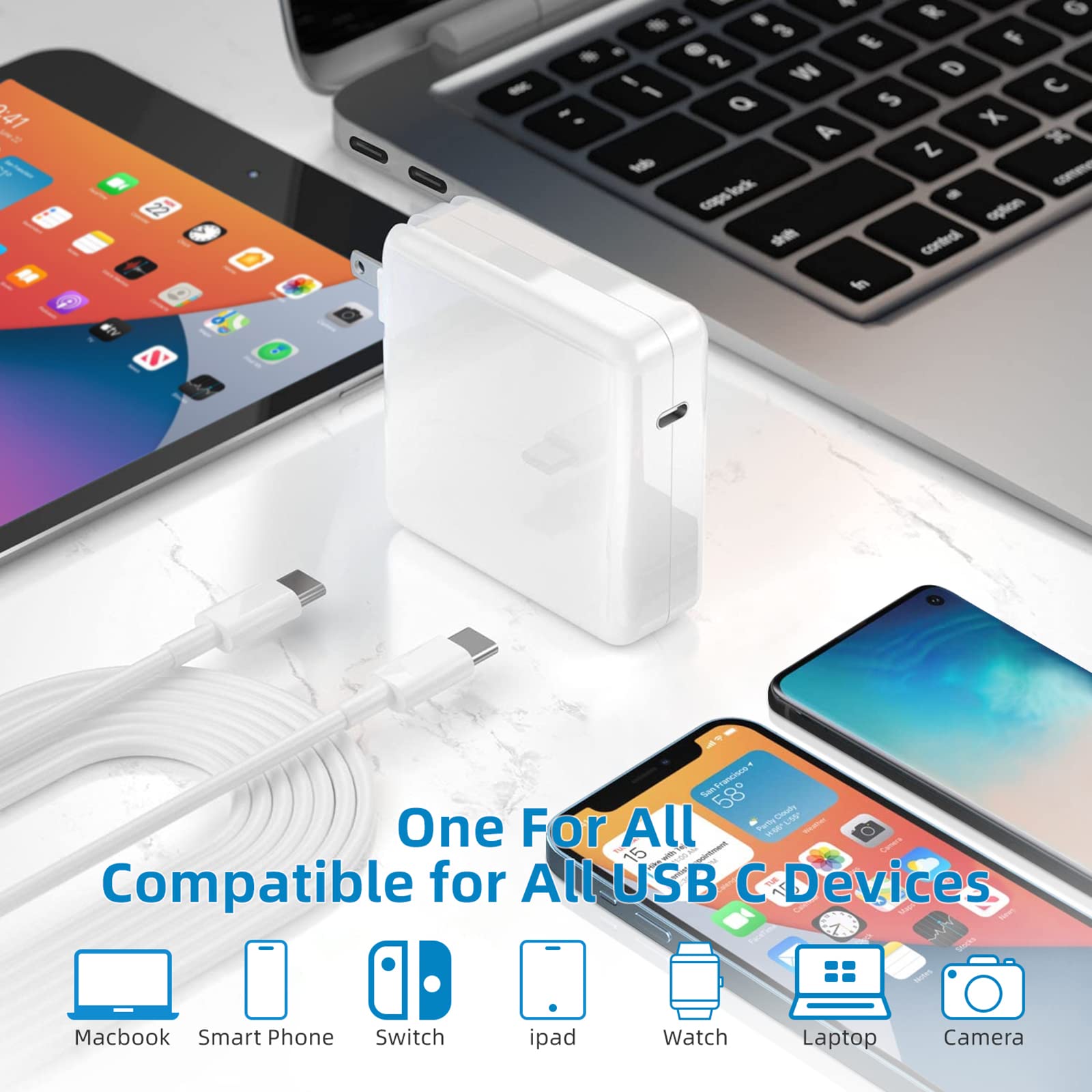 ADAPTADOR CORRIENTE CARGADOR RÁPIDO USB C PORTATIL RONDON - 3