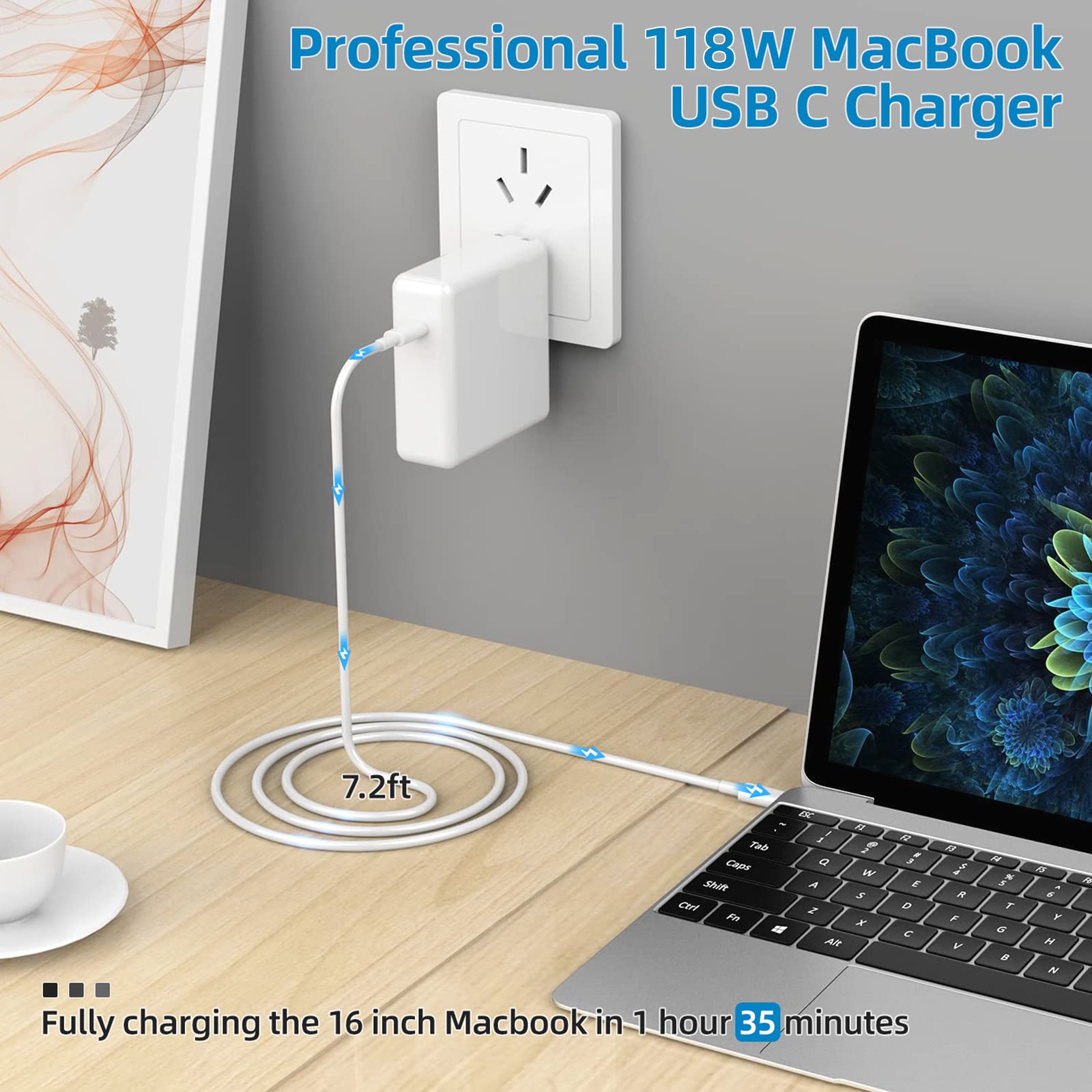 ADAPTADOR CORRIENTE CARGADOR RÁPIDO USB C PORTATIL RONDON - 4