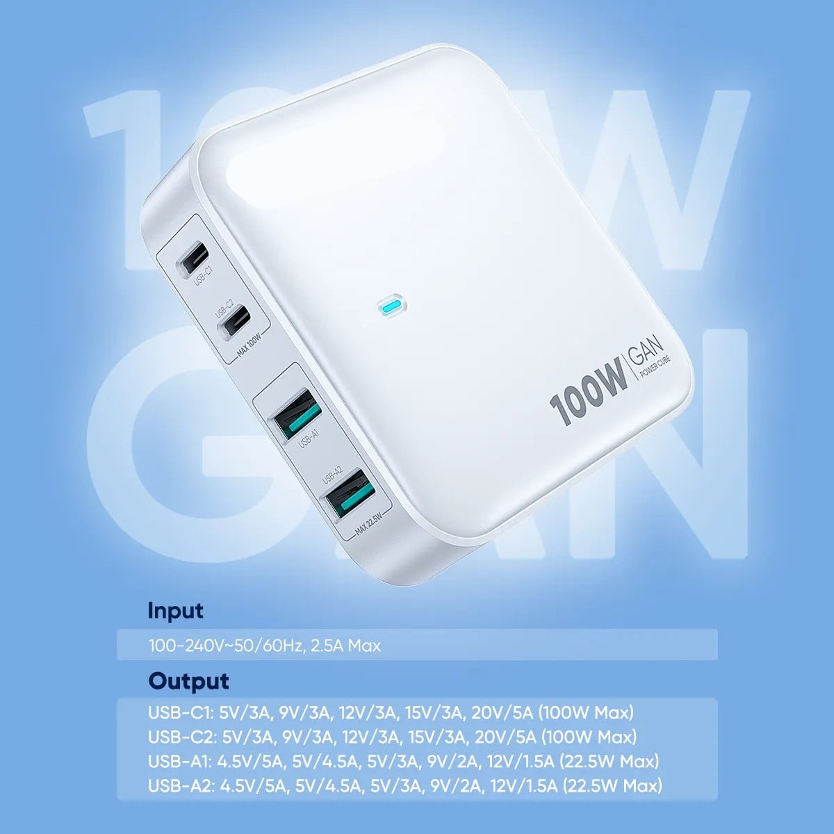CARGADOR USB C ESTACIÓN CARGA USB 4 PUERTOS PORTATIL RONDON - 3