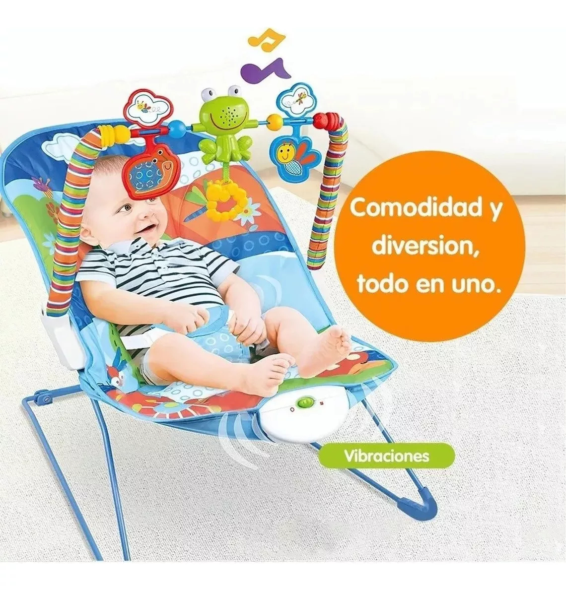 SILLA KXLY VIBRADORA MECEDORA BEBÉ MUSICAL JUEGOS HOGAR RONDON MULTICOLOR - 6