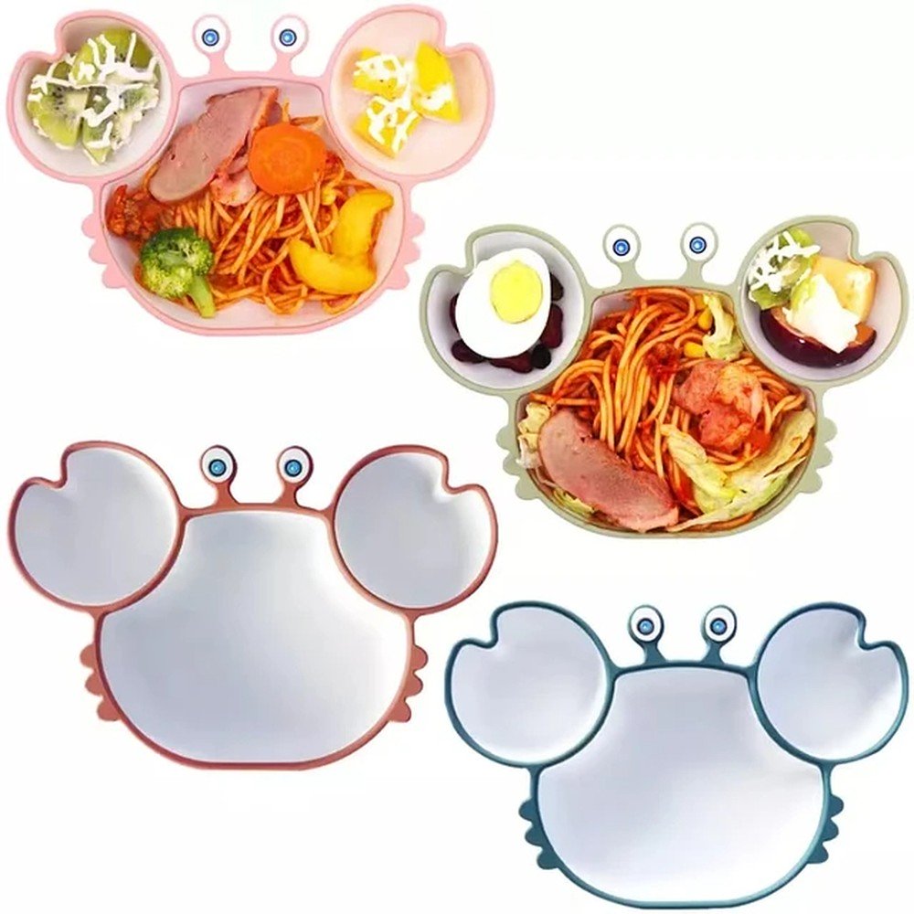 PLATO MODERN BABY ALIMENTAR BEBÉ CANGREJO COMIDA ANTIDESLIZANTE RONDON MULTICOLOR - 2