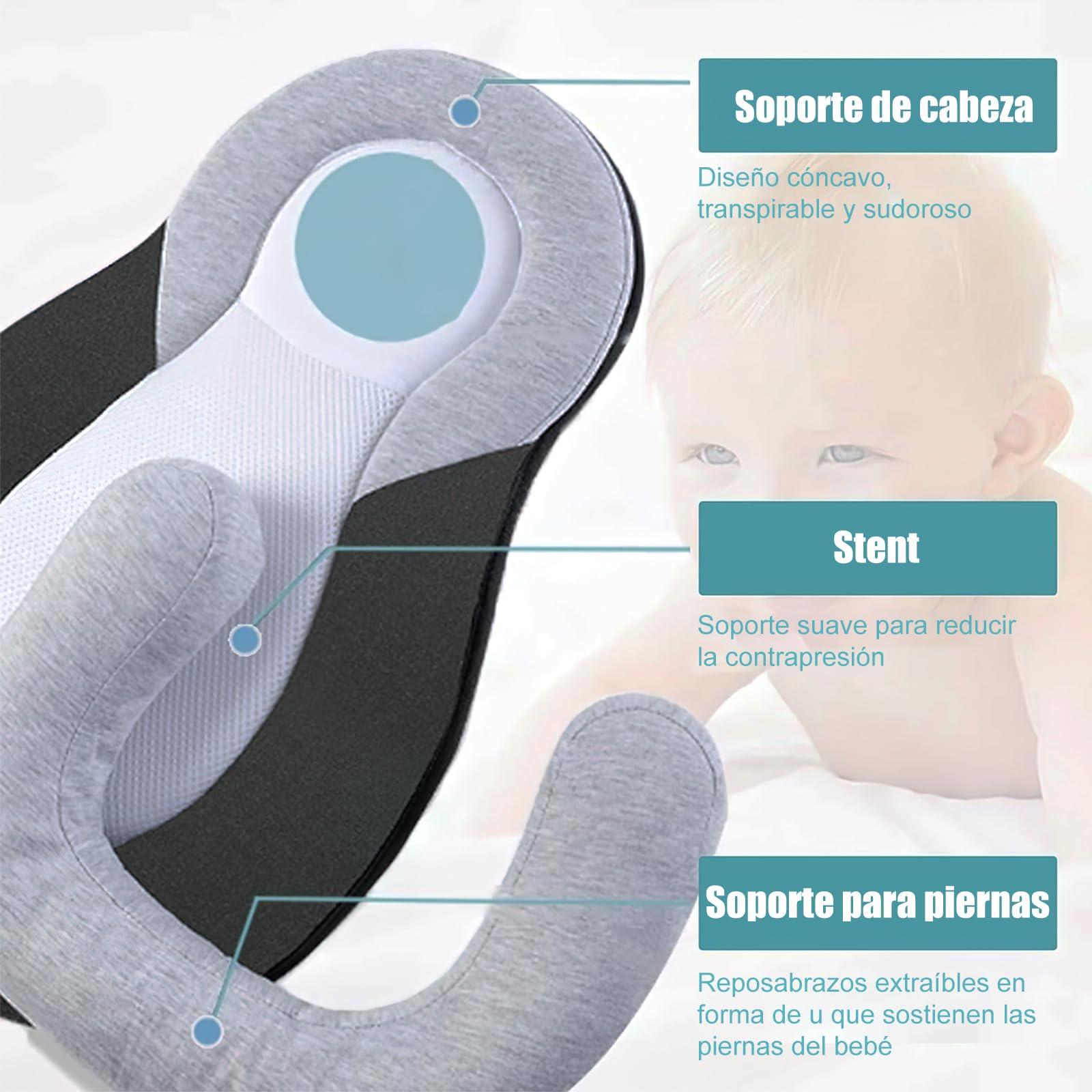 ALMOHADA MODERN BABY LACTANCIA PORTÁTIL BEBÉ CUNA NIDO IDEAL BEBÉRONDON ALGODÓN MULTICOLOR - 5