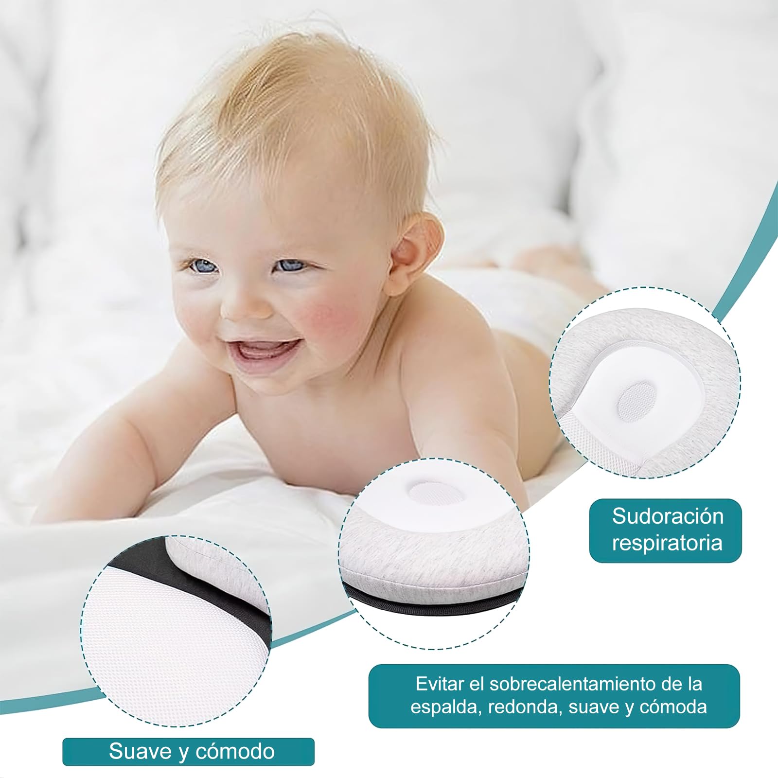 ALMOHADA MODERN BABY LACTANCIA PORTÁTIL BEBÉ CUNA NIDO IDEAL BEBÉRONDON ALGODÓN MULTICOLOR - 6