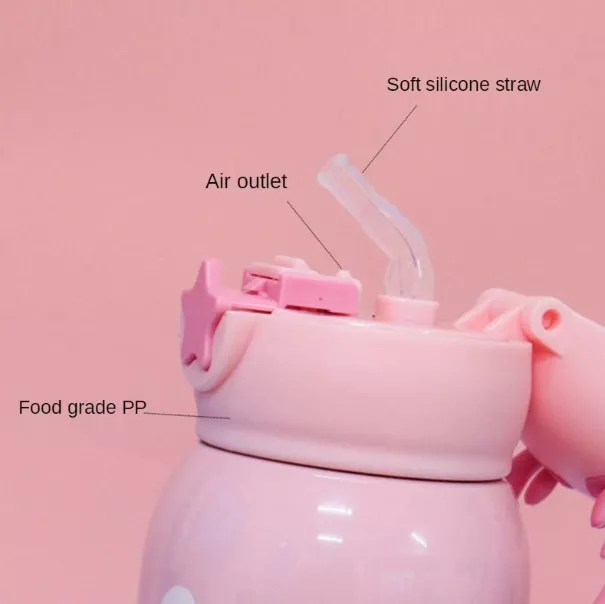 BOTELLA INFANTIL BEBE NIÑOS DOBLE TAPA BOLSA ASA RONDON - 6