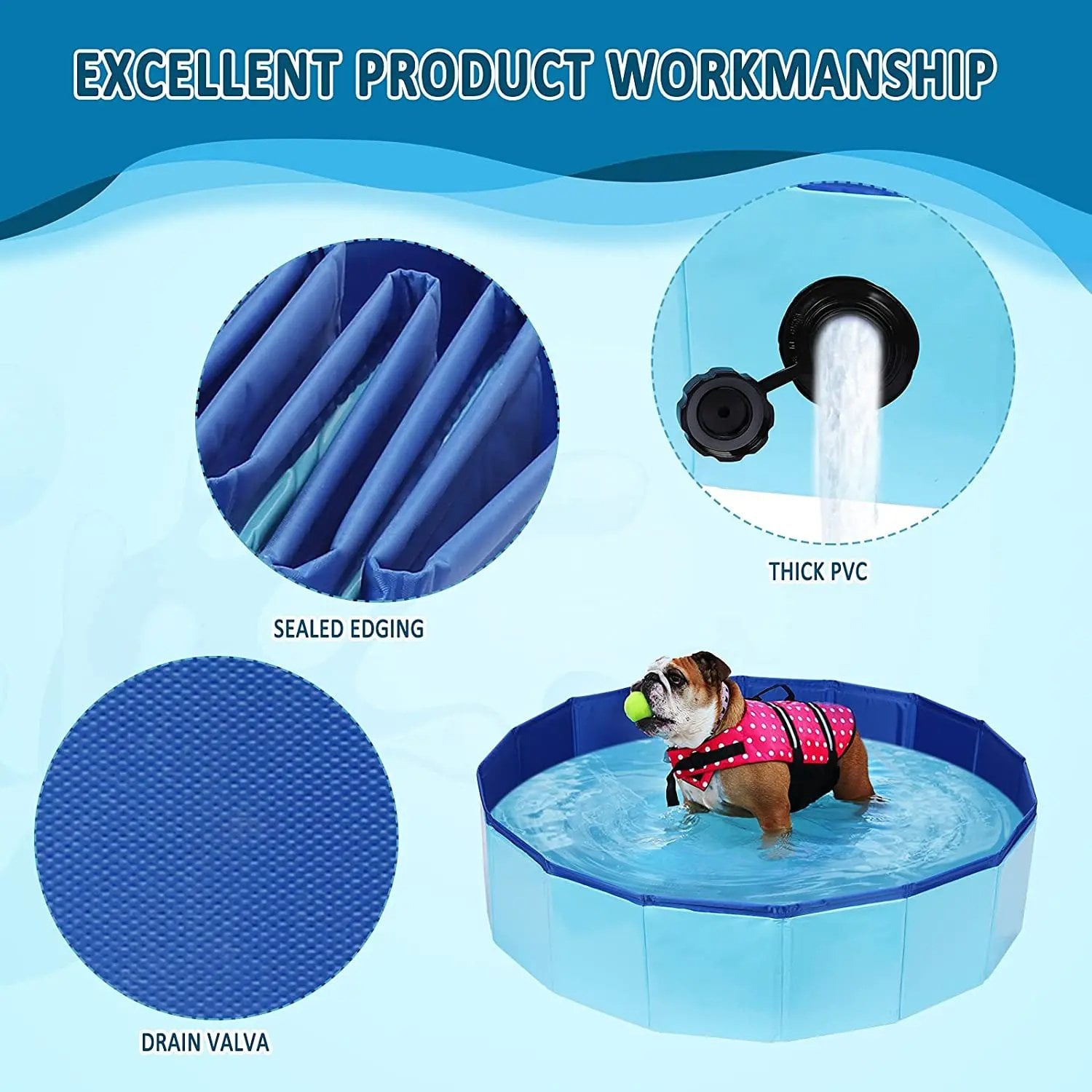 JUGUETE PERROS PISCINA PLEGABLE EXTERIOR DIVERSION RONDON HCC - 3