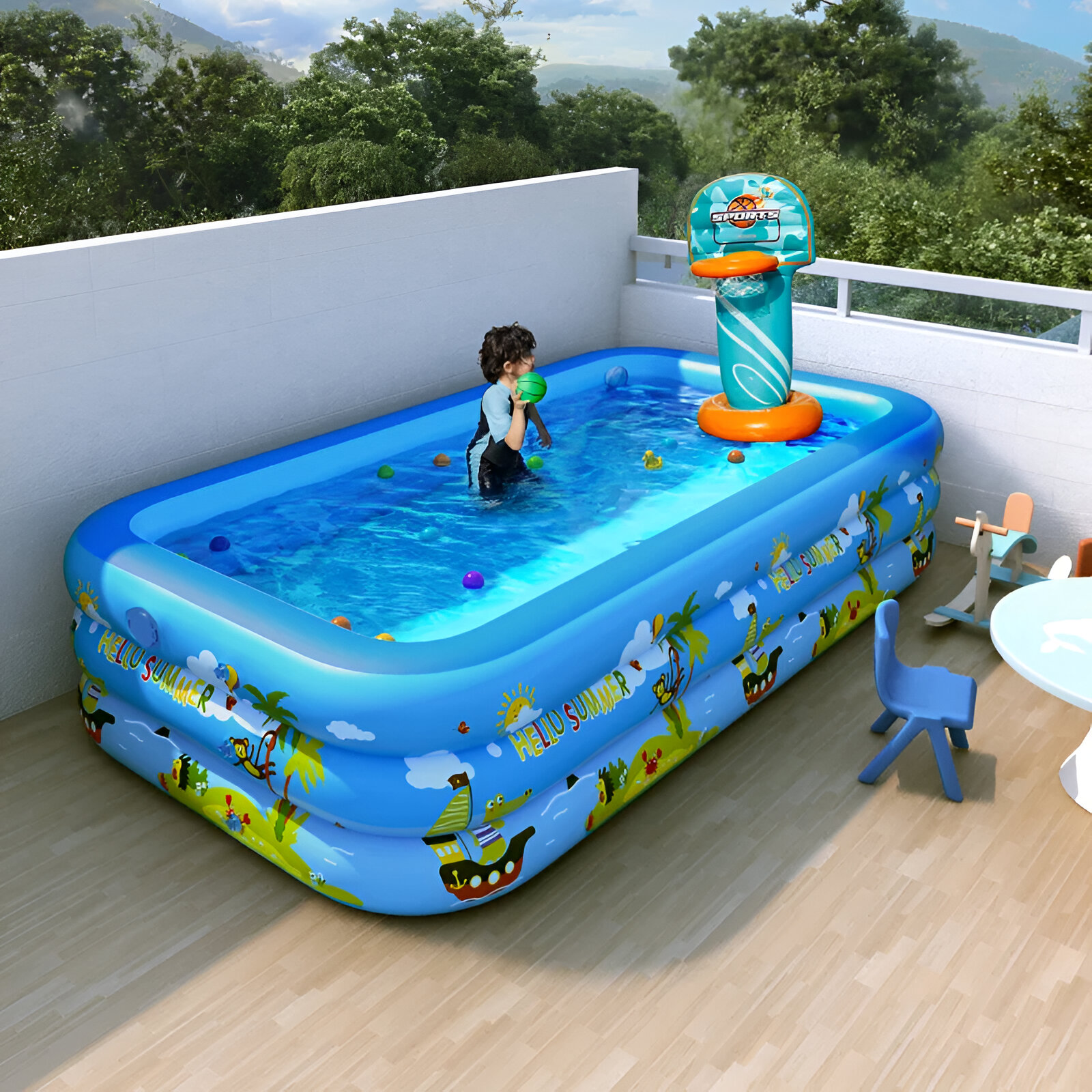 PISCINA GENUINE TOYOTA INFLABLES BOMBA NIÑOS ADULTOS EXTERIOR SUELO RONDON - 3