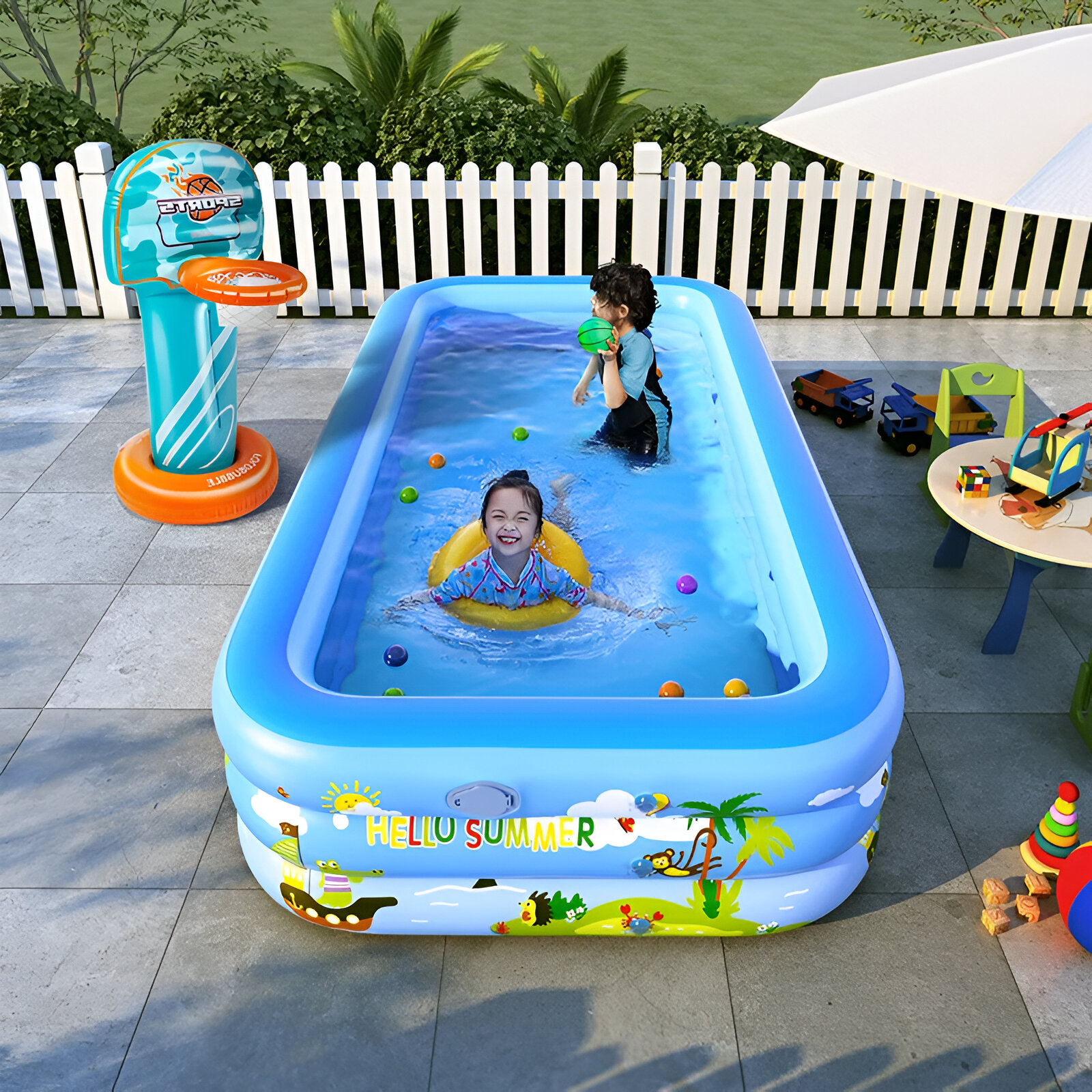 PISCINA GENUINE TOYOTA INFLABLES BOMBA NIÑOS ADULTOS EXTERIOR SUELO RONDON - 4