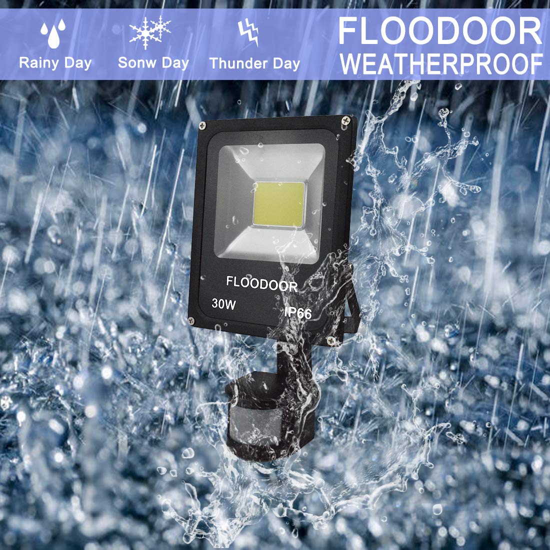 REFLECTOR LUZ LED CON SENSOR MOVIMIENTO IMPERMEABLE RONDON - 4