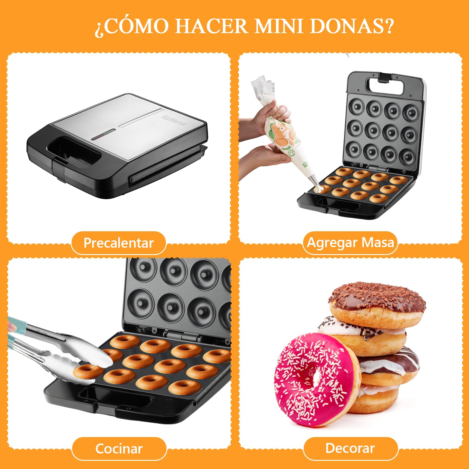 MÁQUINA ELECTRICA HACER DONAS HOGAR CALEFACCIÓN RONDON - 4