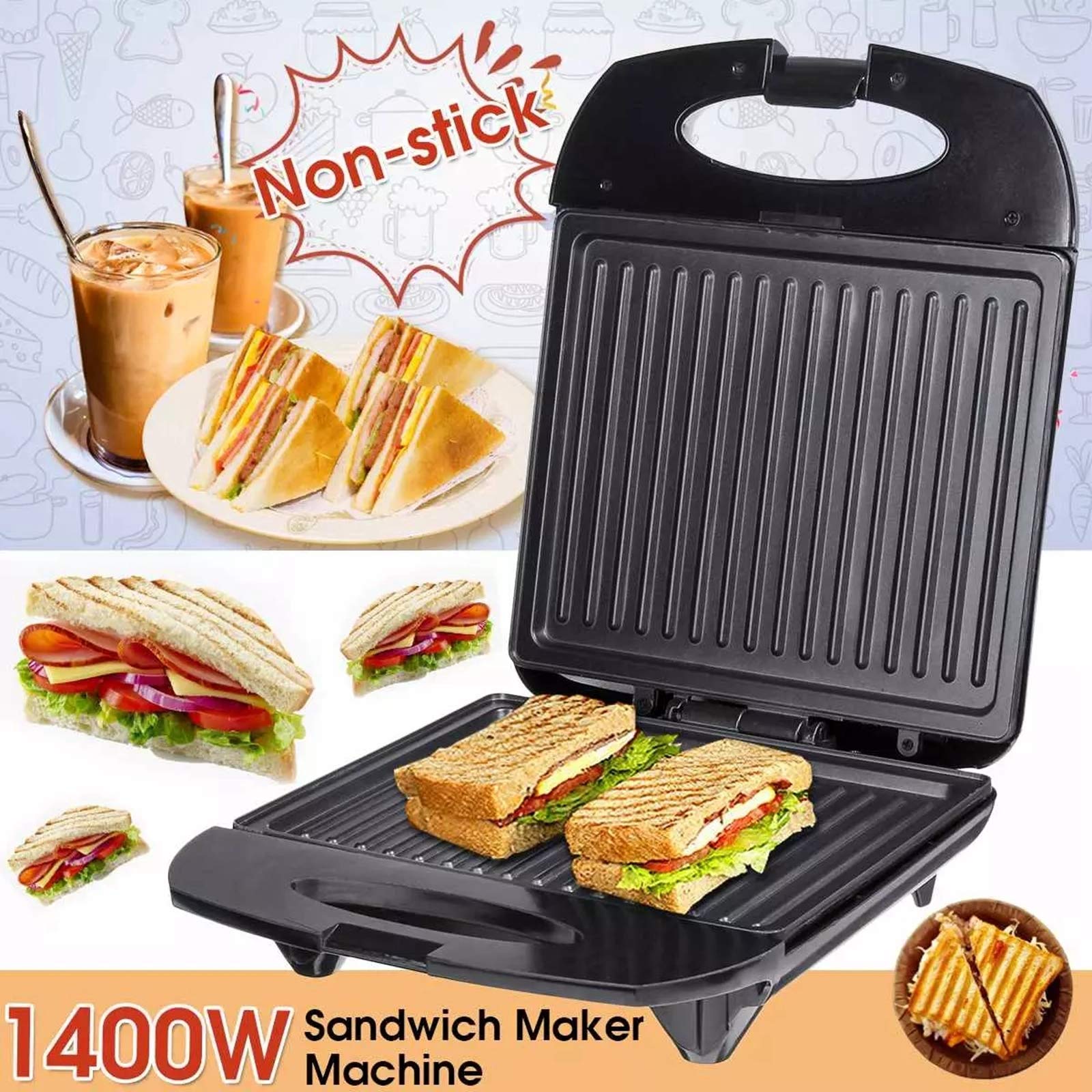 SANDWICHERA MÁQUINA HUEVOS ELÉCTRICA MULTIFUNCIÓN RONDON - 7