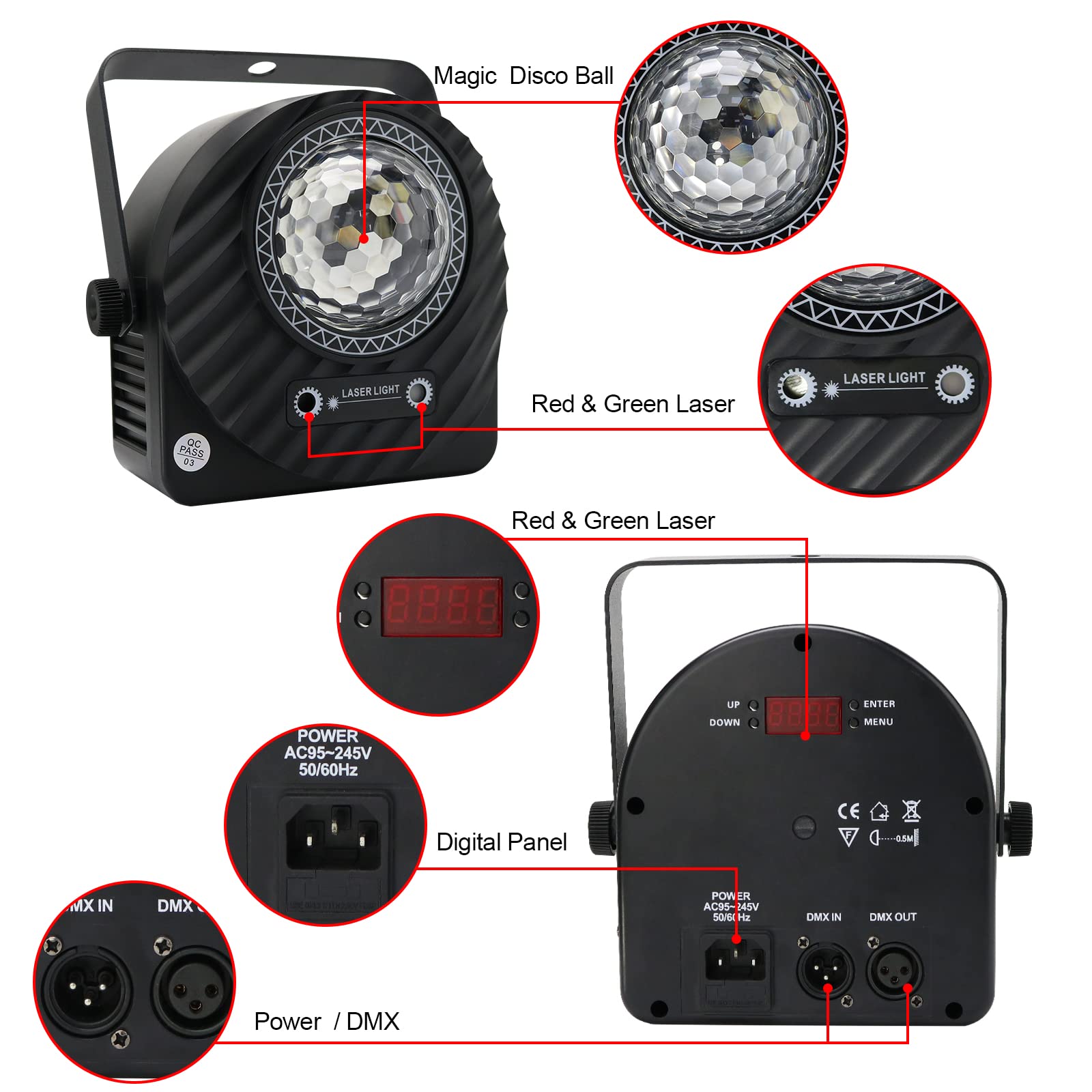 LUCES LED DJ MIXTO ESTRELLAS FLORES PROFESIONAL RONDON - 9