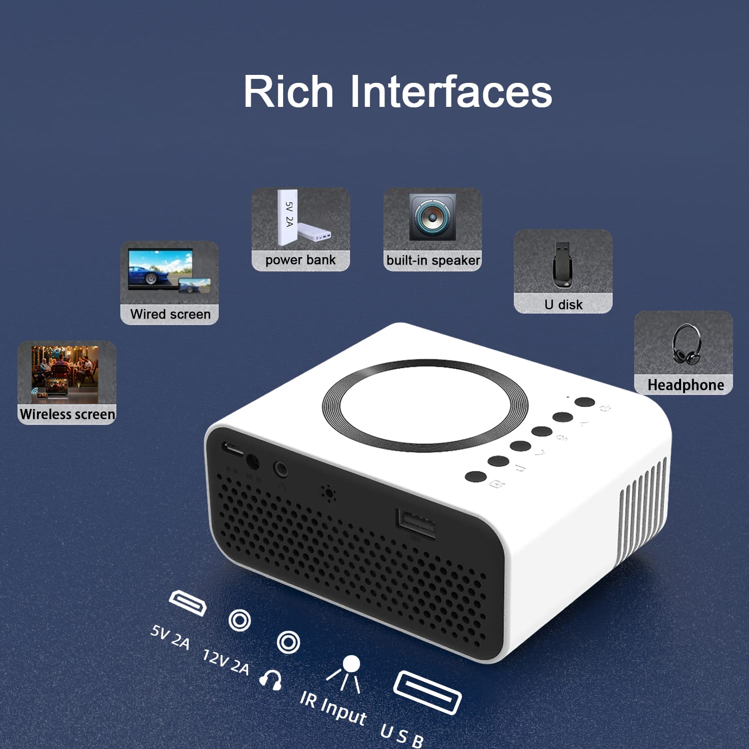 PROYECTOR 100HC MINI VIDEO LED DEFINICION HOGAR CONEXION RONDON - 7
