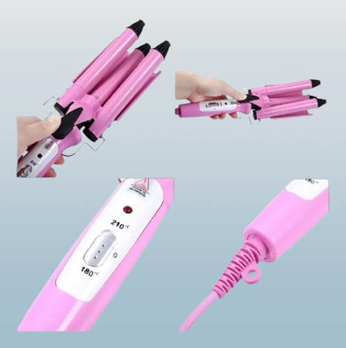 RIZADORA ONDULADORA CABELLO RIZOS 3 TUBOS BELLEZA RONDON - 7