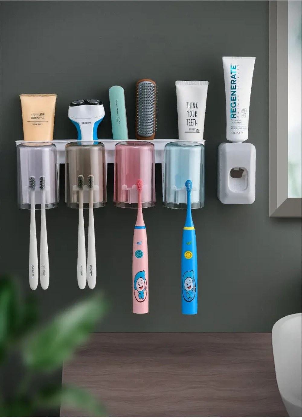 SOPORTE CEPILLO DIENTES PARED DISPENSADOR BAÑO RONDON - 1