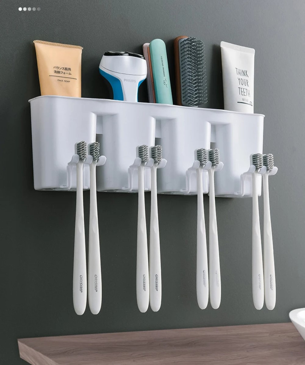 SOPORTE CEPILLO DIENTES PARED DISPENSADOR BAÑO RONDON - 4