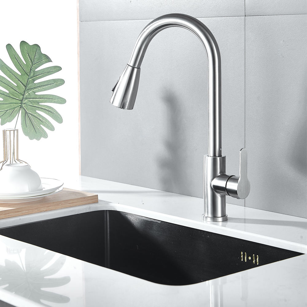 GRIFO COCINA EXTRAÍBLE MEZCLADOR AGUA ROTACIÓN RONDON - 1