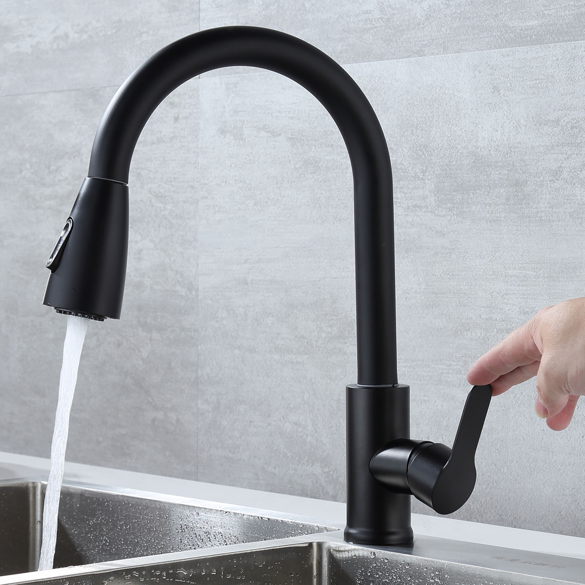 GRIFO COCINA EXTRAÍBLE MEZCLADOR AGUA ROTACIÓN RONDON - 5