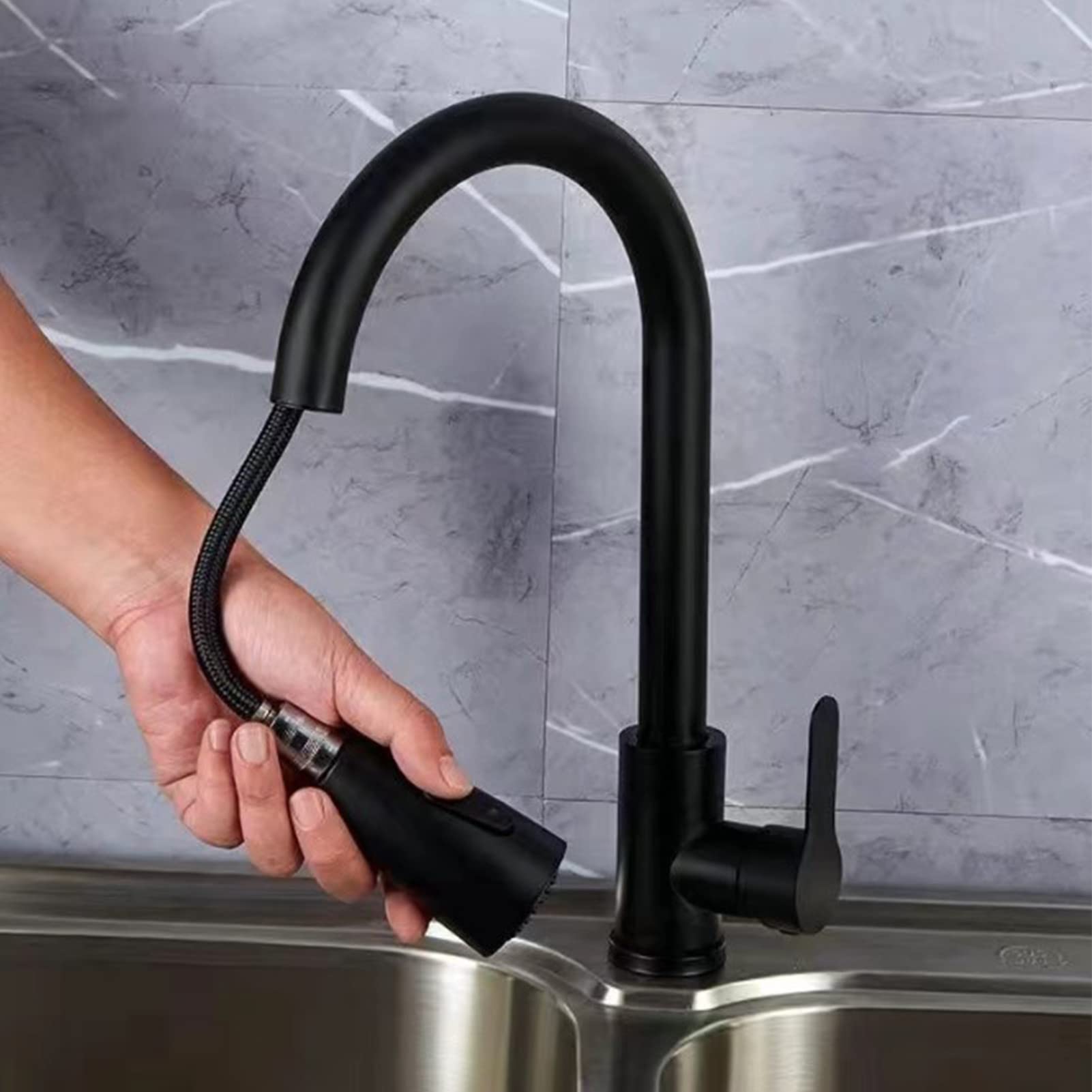 GRIFO COCINA EXTRAÍBLE MEZCLADOR AGUA ROTACIÓN RONDON - 6