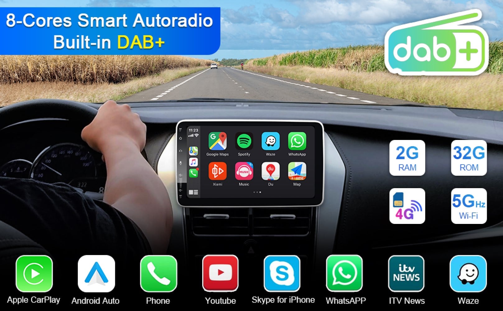 RADIO COCHE BLUETOOTH PANTALLA EXTRAIBLE ANDROID RONDON - 1