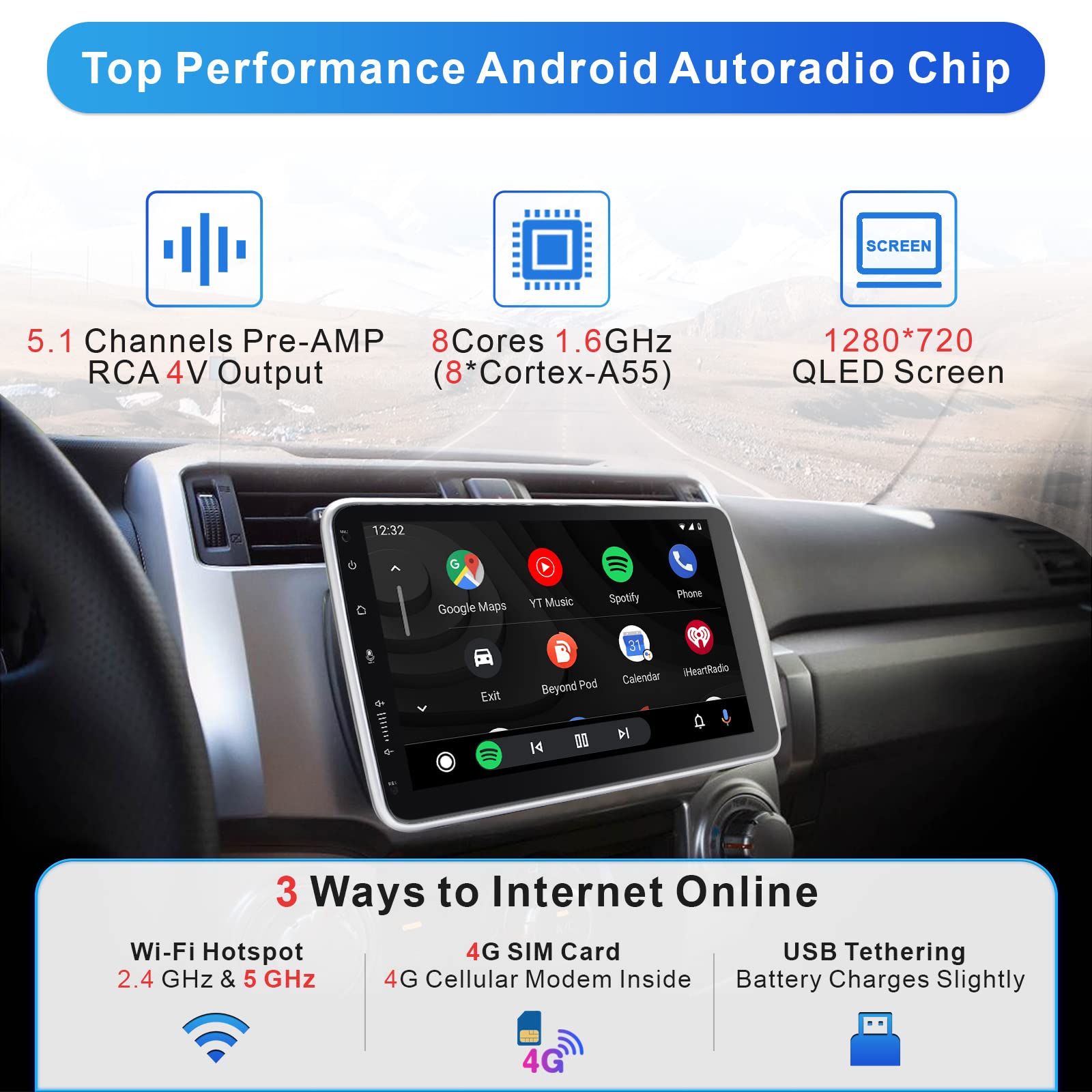 RADIO COCHE BLUETOOTH PANTALLA EXTRAIBLE ANDROID RONDON - 5