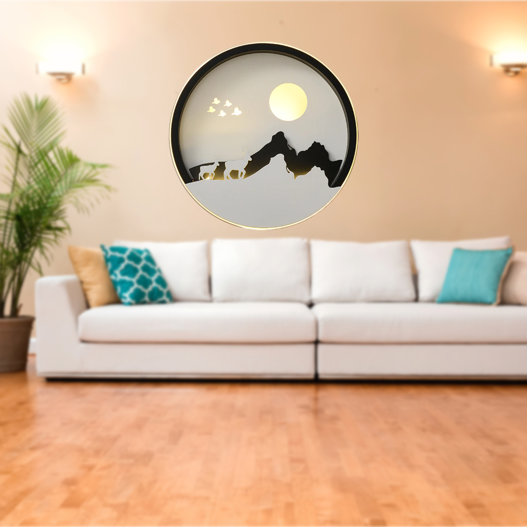 LÁMPARA PARED SALA ESTAR REDONDA LUCES LED HOGAR RONDON - 1