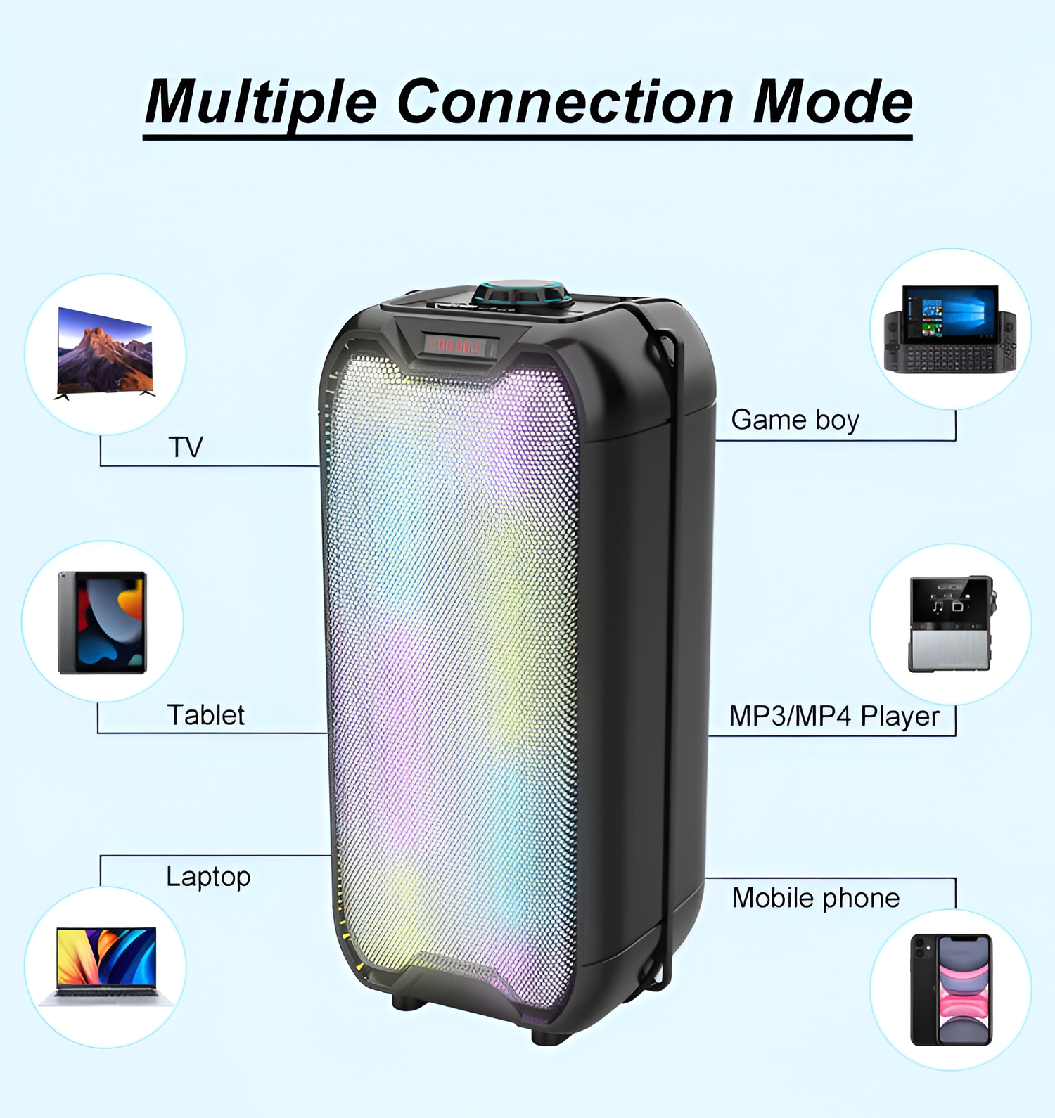 PARLANTE PORTÁTIL ALTAVOZ PISCINA BLUETOOTH RGB AUDIO RONDON - 8