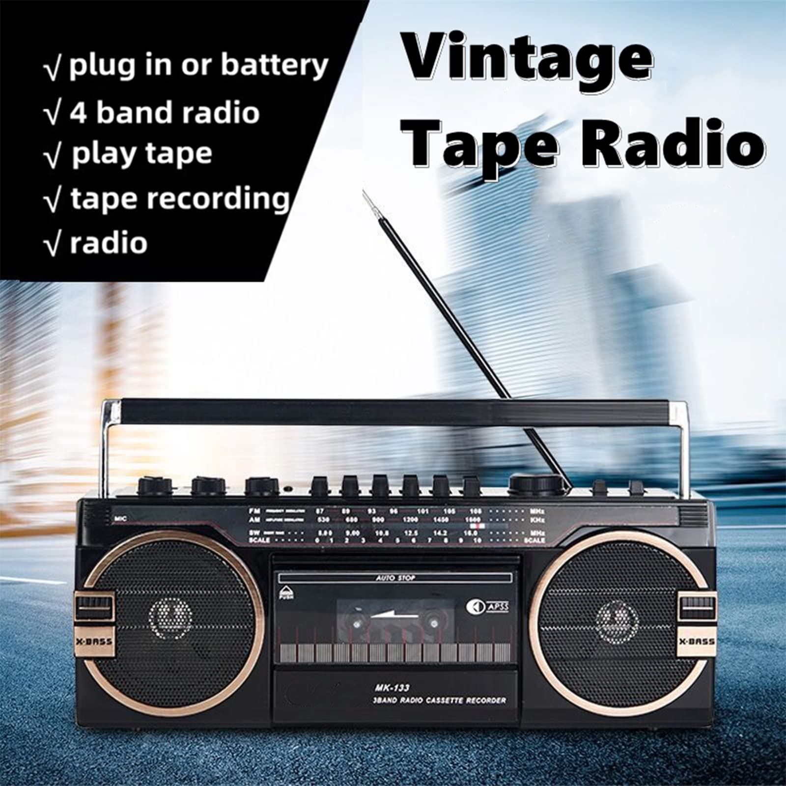 PARLANTE PORTÁTIL ALTAVOZ ESTÉREO RETRO INTEGRADO RONDON - 4